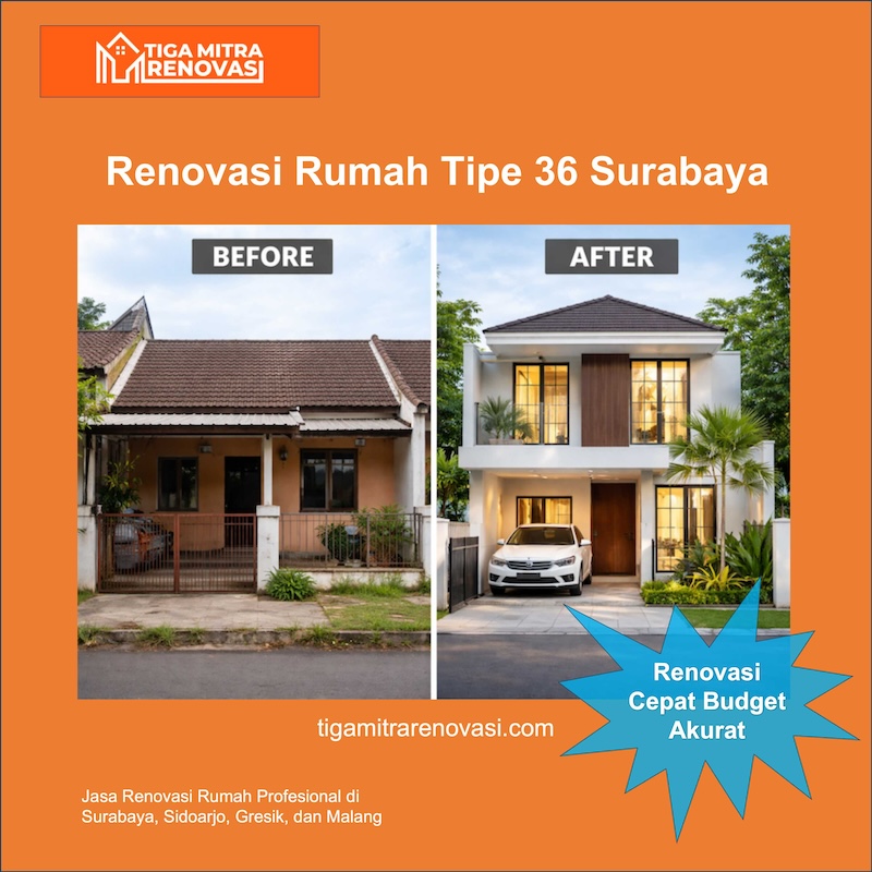 Renovasi Rumah Tipe 36 Surabaya, Inilah Desain dan Estimasi Biayanya